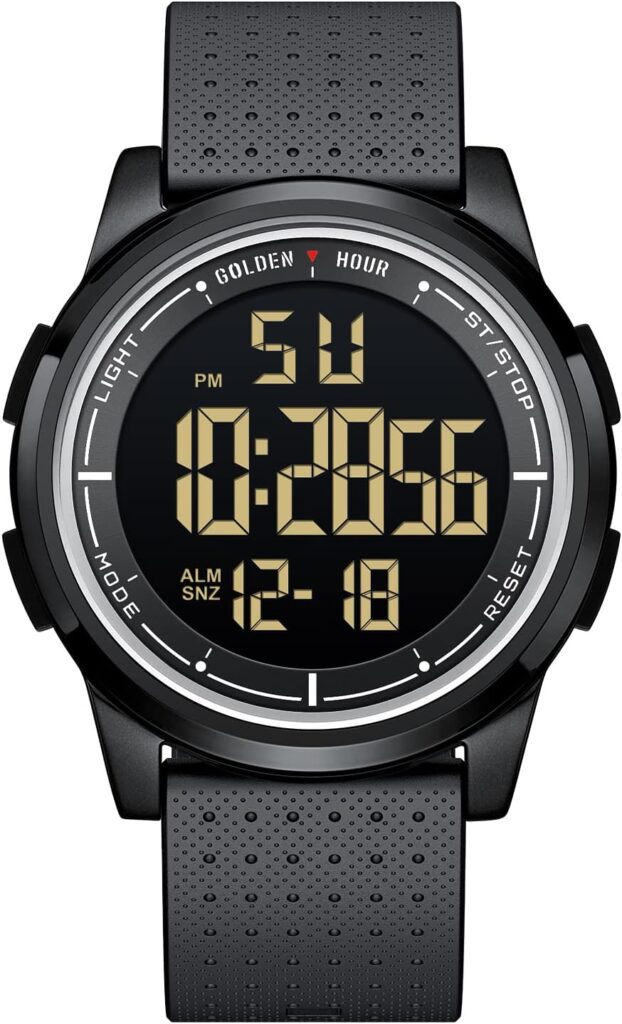 GOLDEN HOUR : montre numérique étanche ultra-fine avec affichage large en silicone disponible pour hommes et femmes