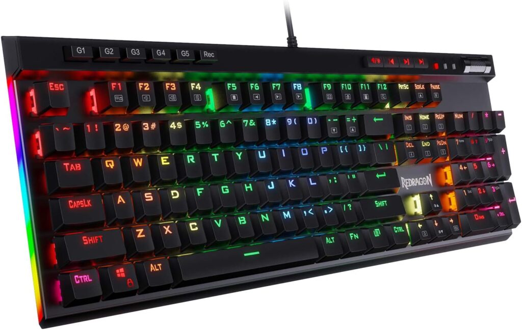 Redragon K580 VATA : Clavier mécanique de jeu RGB avec enregistrement macro et touches dédiées