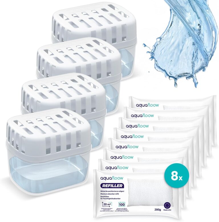 Aquafloow : 4 déshumidificateurs et 8 recharges de 280 g pour prévenir moisissures et odeurs
