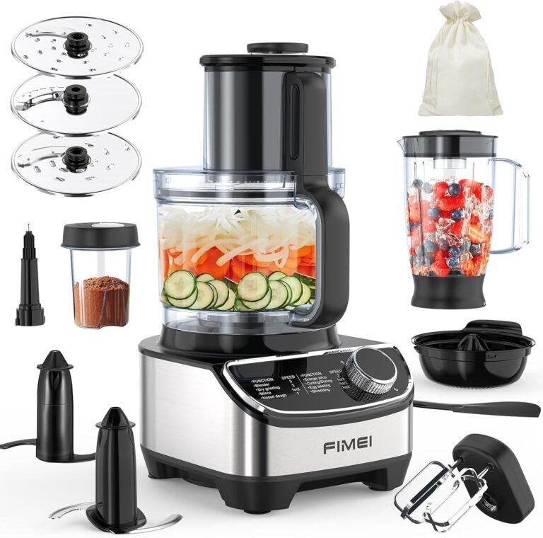 FIMEI : Robot culinaire multifonction 1300 W avec 3 vitesses et accessoires variés.