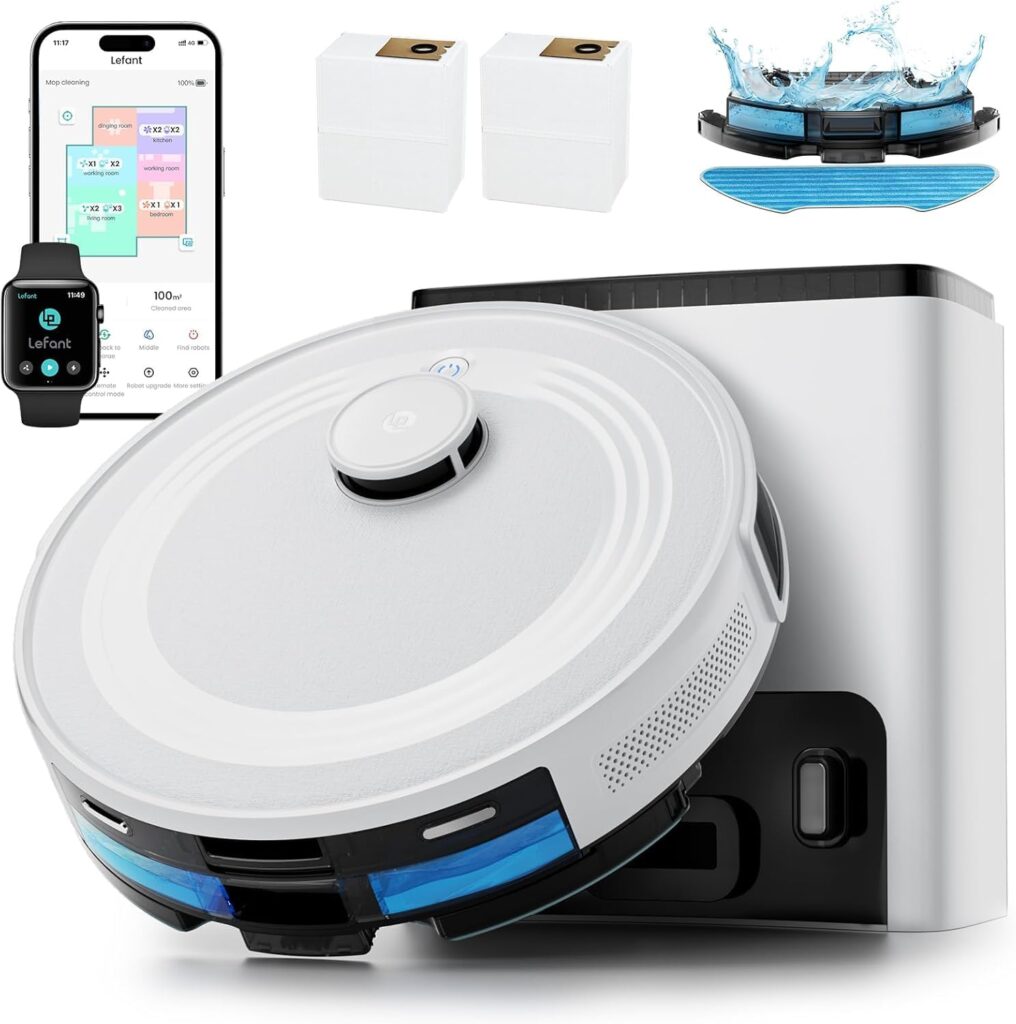 Lefant M2 Plus : aspirateur robot avec navigation laser et vidage automatique pour poils d’animaux.