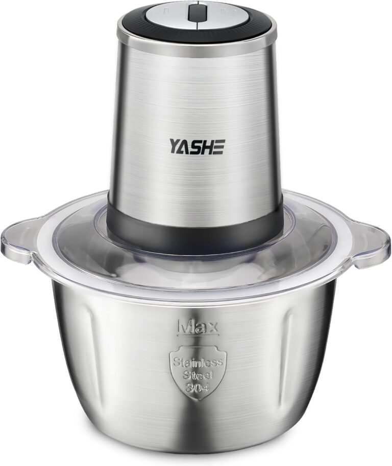 YASHE 500W : Hachoir électrique avec bol en inox de 1,8 L et 4 lames, 2 vitesses.