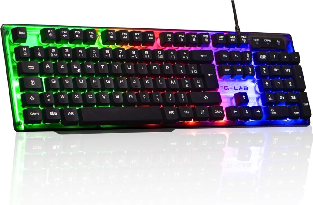 The G-Lab présente le clavier de jeu AZERTY Neon Keyz avec rétroéclairage LED.