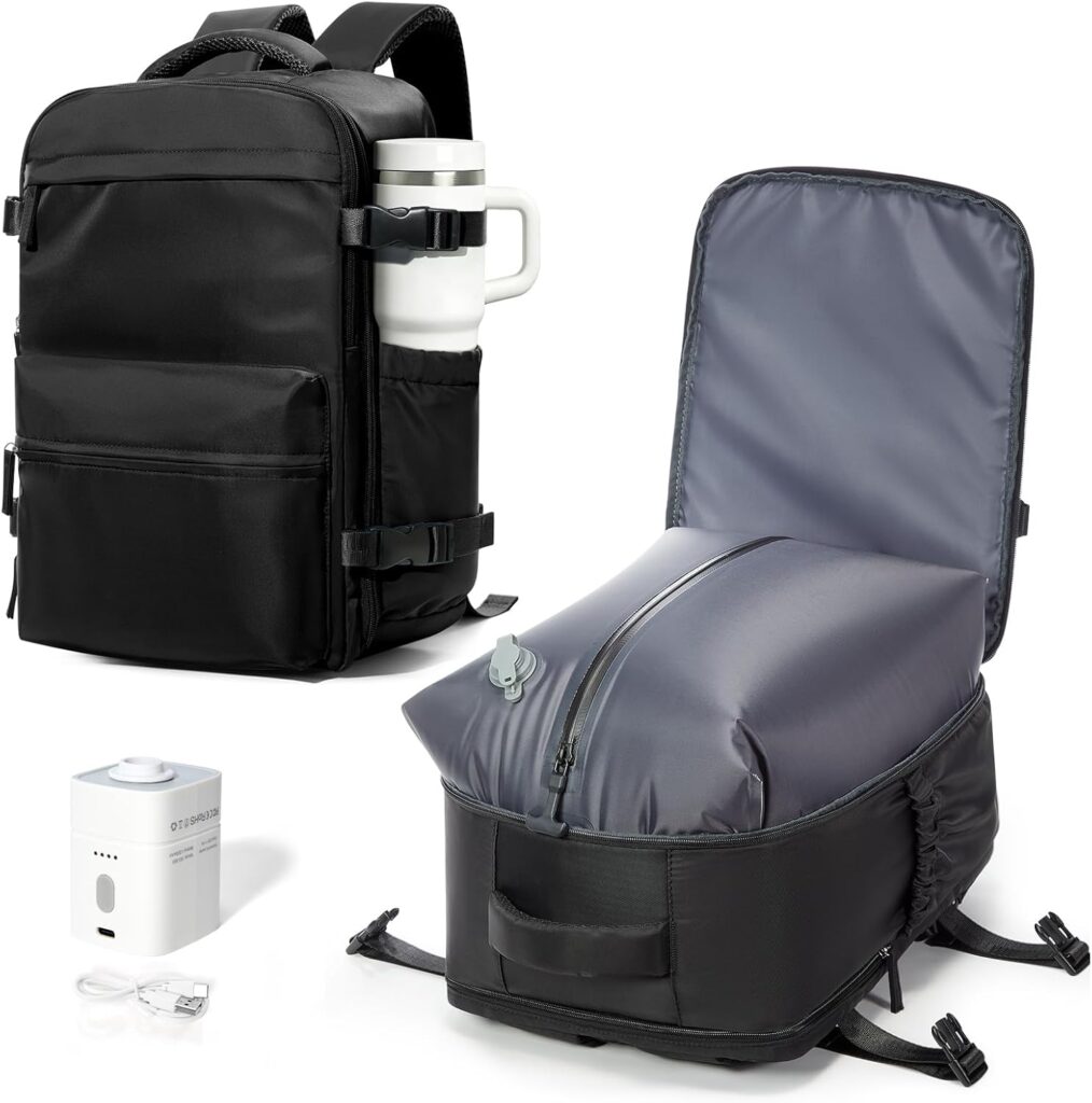 BOXSAM Sac à Dos de Voyage avec Pompe : conforme aux dimensions de cabine Ryanair, étanche.