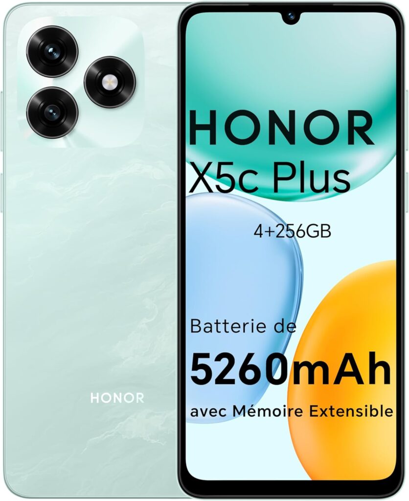 Honor X5c Plus : Smartphone Dual SIM avec Batterie 5260 mAh et Écran 6,74 pouces 90 Hz