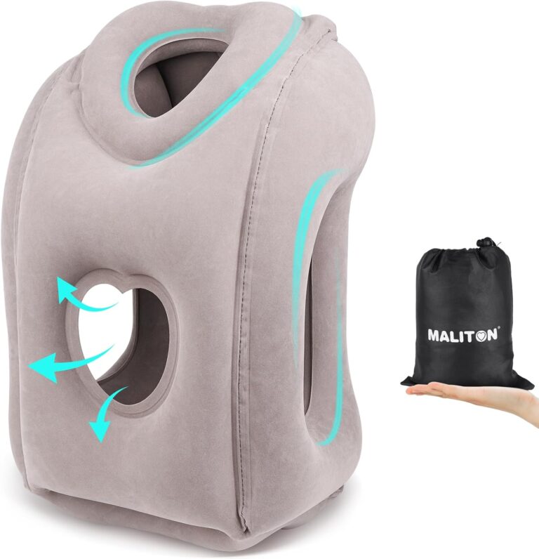 Maliton présente un oreiller de voyage gonflable pour le sommeil en transport aérien et ferroviaire
