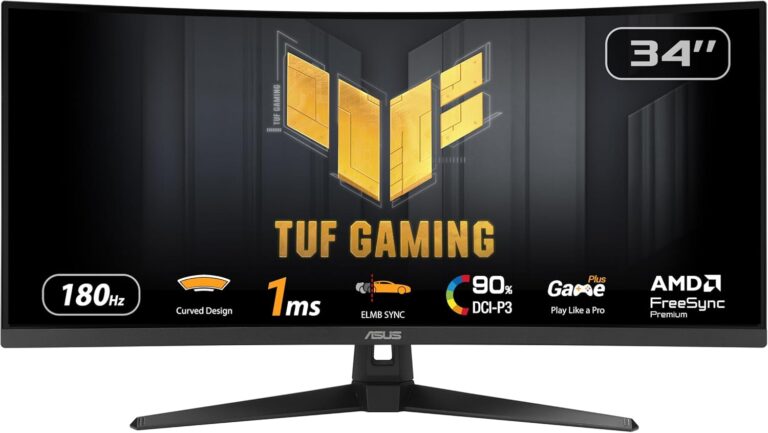 ASUS présente le moniteur TUF Gaming VG34VQ3B, 34 pouces, 180Hz et FreeSync Premium.