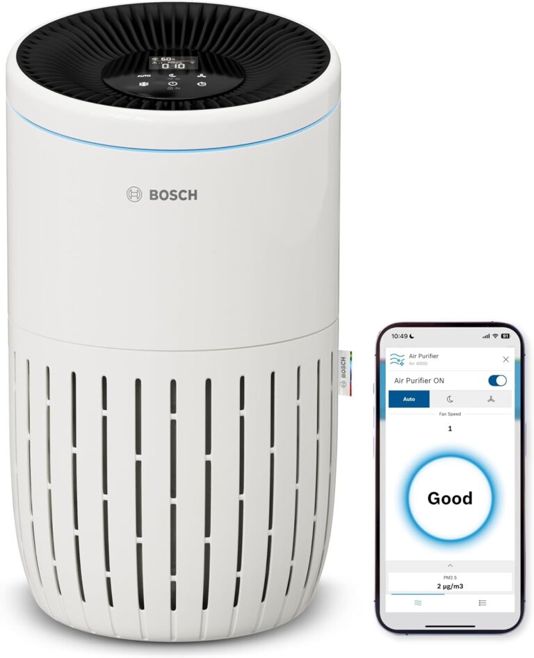 Bosch Air 4000i : Purificateur d’air pour surfaces jusqu’à 62,5 m², filtre 99% des polluants.