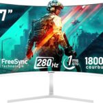 Gawfolk 27 pouces Moniteur de jeu incurvé FHD 1080p, compatible avec mur 100 x 100 mm
