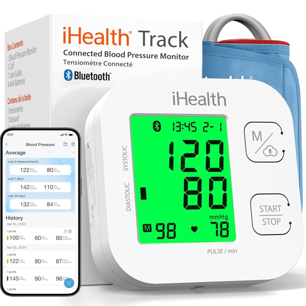Moniteur de pression artérielle iHealth Track : fonction Bluetooth et affichage LCD en trois couleurs