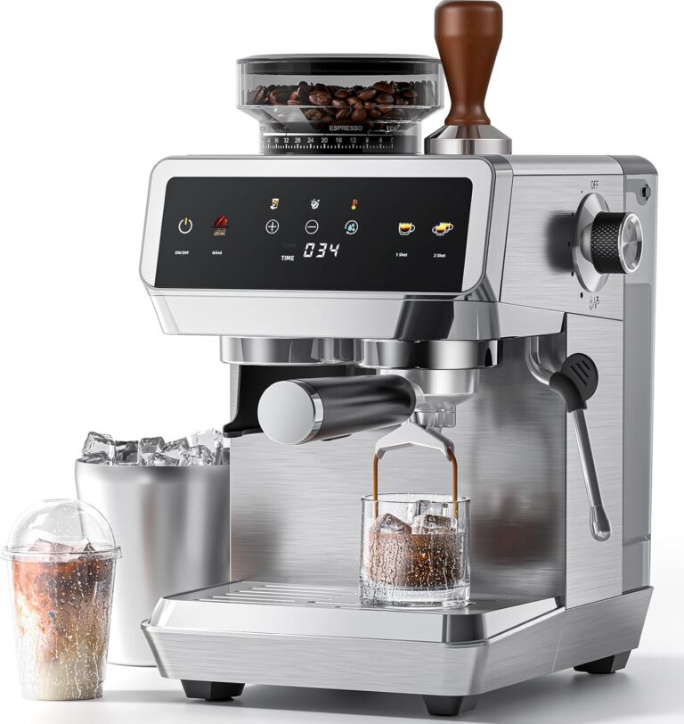AMZCHEF présente sa machine à café espresso avec broyeur intégré de 20 bars et 44 réglages.