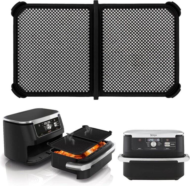 Accessoires réutilisables pour friteuse à air Ninja 10.4L : grille anti-éclaboussures et moules en silicone.