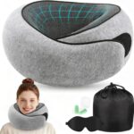 Pillow de voyage ergonomique en mousse à mémoire avec housse lavable et accessoires.