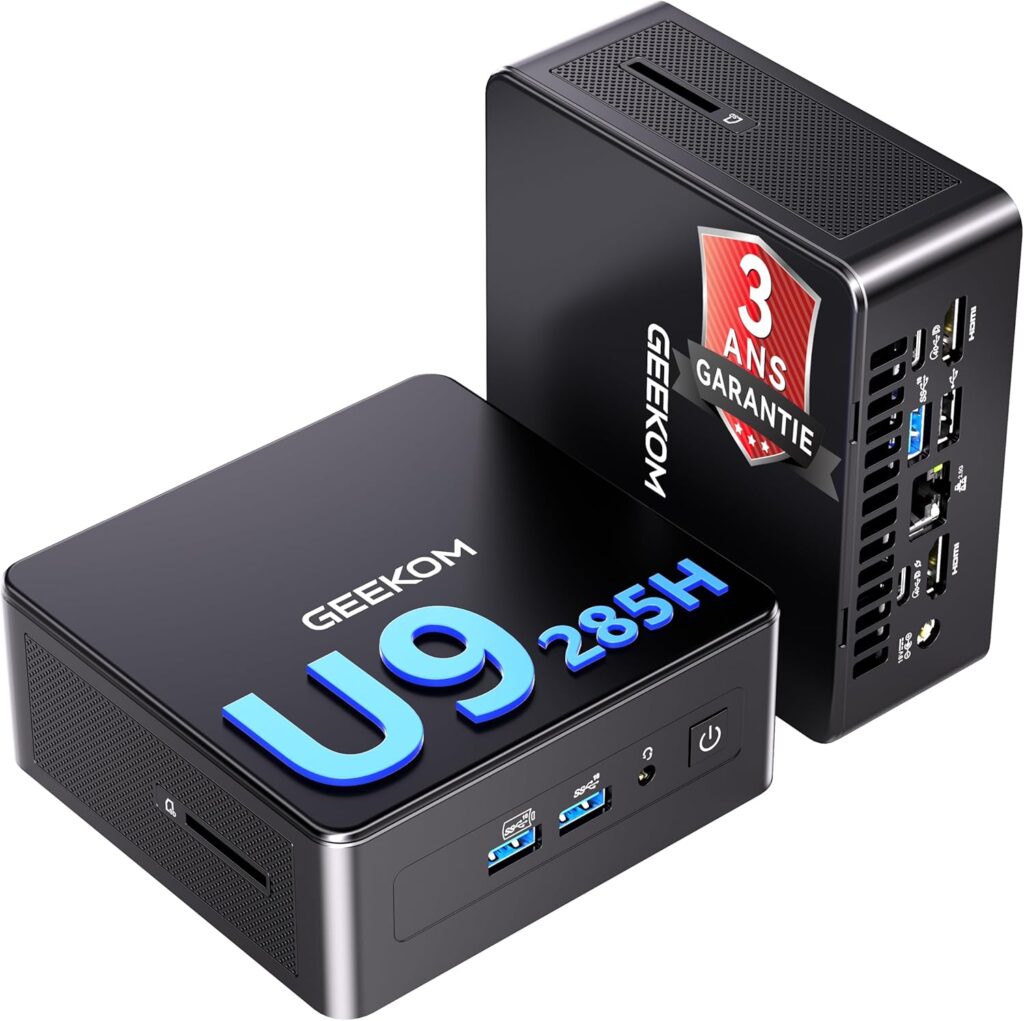 GEEKOM IT15 : Mini PC AI avec Intel Core Ultra 9, 32 Go de RAM et écran 8K pour jeux.