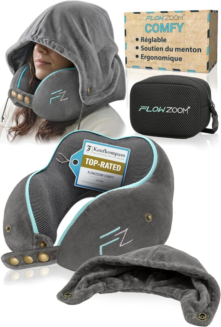 Nouveau coussin de voyage FLOWZOOM : soutien à 360 degrés et housse lavable