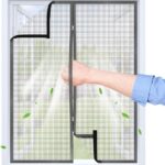 Filet anti-moustiques adhésif avec zip de 110 x 120 cm en tissu PP respirant, réutilisable.