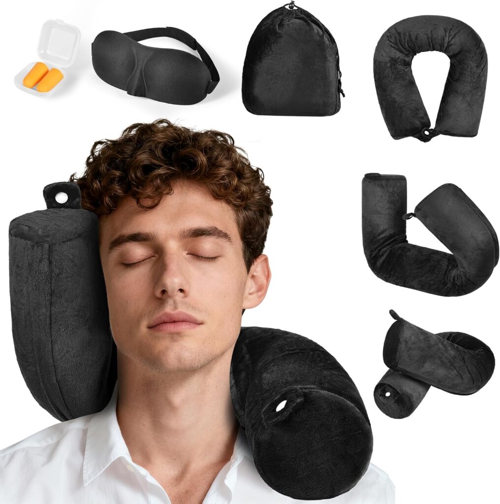 Le coussin de voyage en mousse à mémoire s’adapte aux trajets en avion, train, voiture et bureau.
