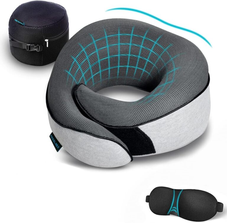 Proglobe Travel Pillow : coussin de voyage en mousse à mémoire avec masque 3D et sac en maille