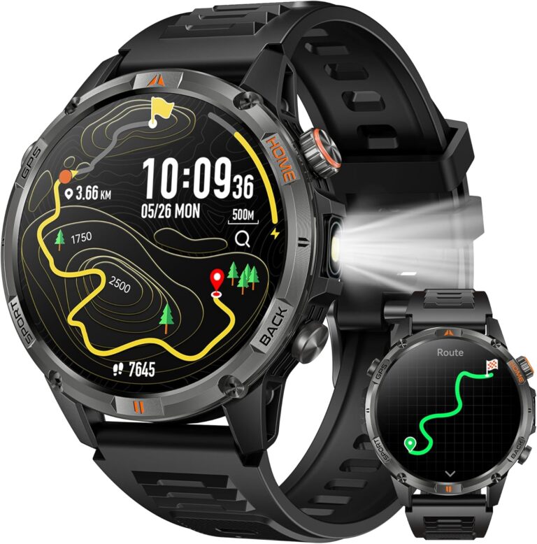 Montre connectée GPS pour hommes : 1,46 pouce, Bluetooth, 100+ modes de sport, IP68 étanche.