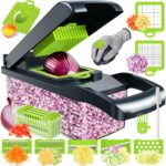 Cutter à légumes multifonction 16 en 1, 7 lames ajustables pour cuisine professionnelle.