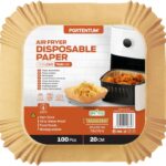 Portentum présente du papier de cuisson alimentaire sans BPA pour friteuses de 5 à 8 L, 100 pièces.