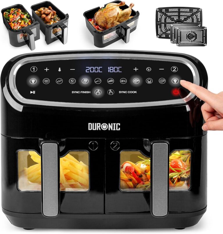 Duronic AF34 BK : Friteuse à air avec 10 programmes de cuisson et 3 tiroirs inclus.