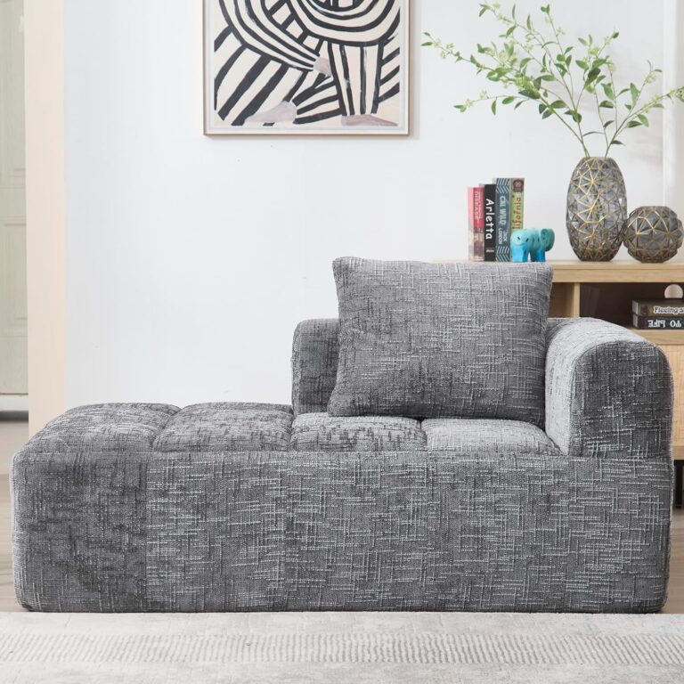 Zepneiy Sofa : fauteuil rembourré avec accoudoirs et espace de rangement, gris chenille