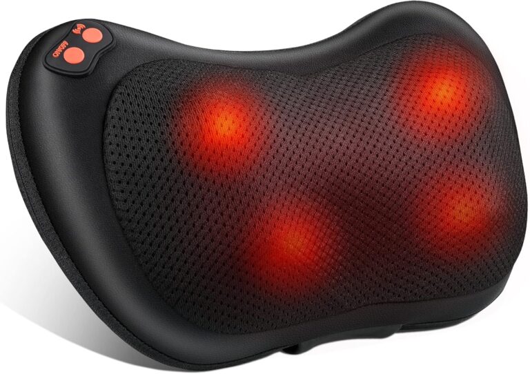 Shiatsu Massage Cushion et appareil de massage du dos avec 4 nœuds et 3 vitesses réglables.