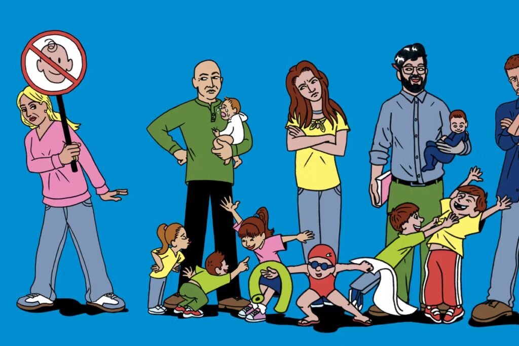 Philippe, père de quatre enfants, critique les restrictions « no kids » dans les lieux publics.