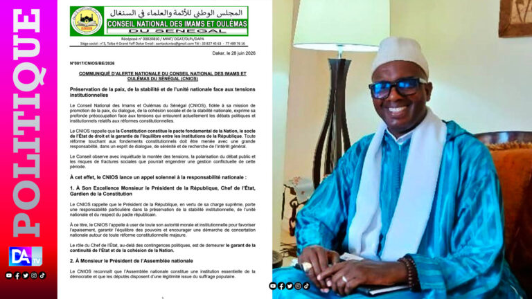 Alerte du CNIOS : Préservation de la paix et de l’unité nationale face aux tensions au Sénégal