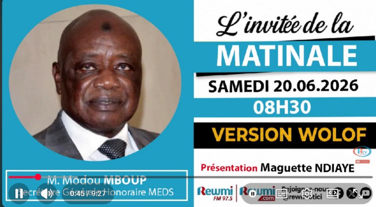 M. Modou MBOUP aborde les enjeux économiques lors de la Matinale du 20 juin 2026.