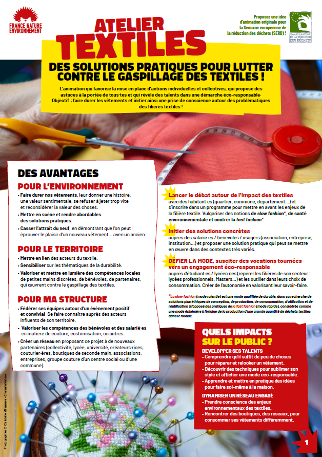 Atelier textiles : France Nature Environnement présente des solutions pour un secteur durable.