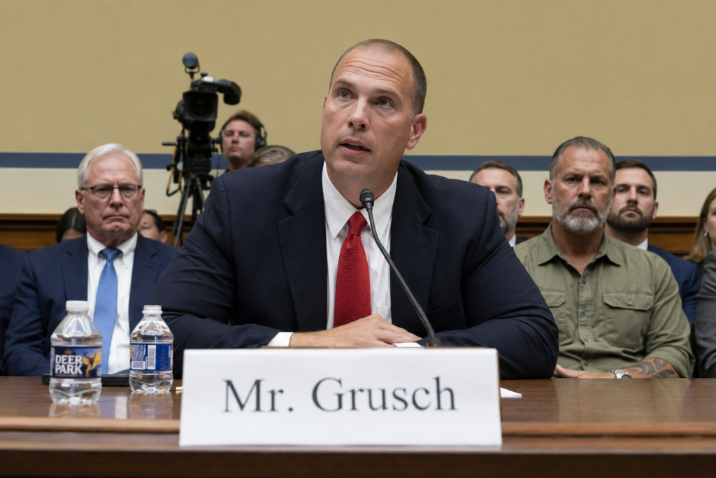 David Grusch témoigne sous serment devant la Chambre des représentants des États-Unis.