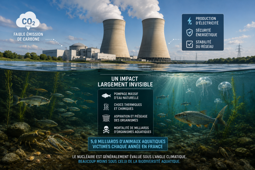 Le nucléaire est généralement évalué sous l'angle climatique, beaucoup moins sous celui de la biodiversité aquatique.