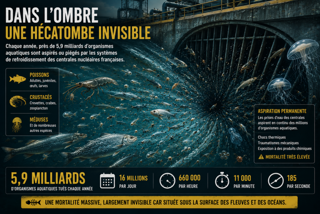Une mortalité largement invisible car située sous la surface des fleuves et des océans.