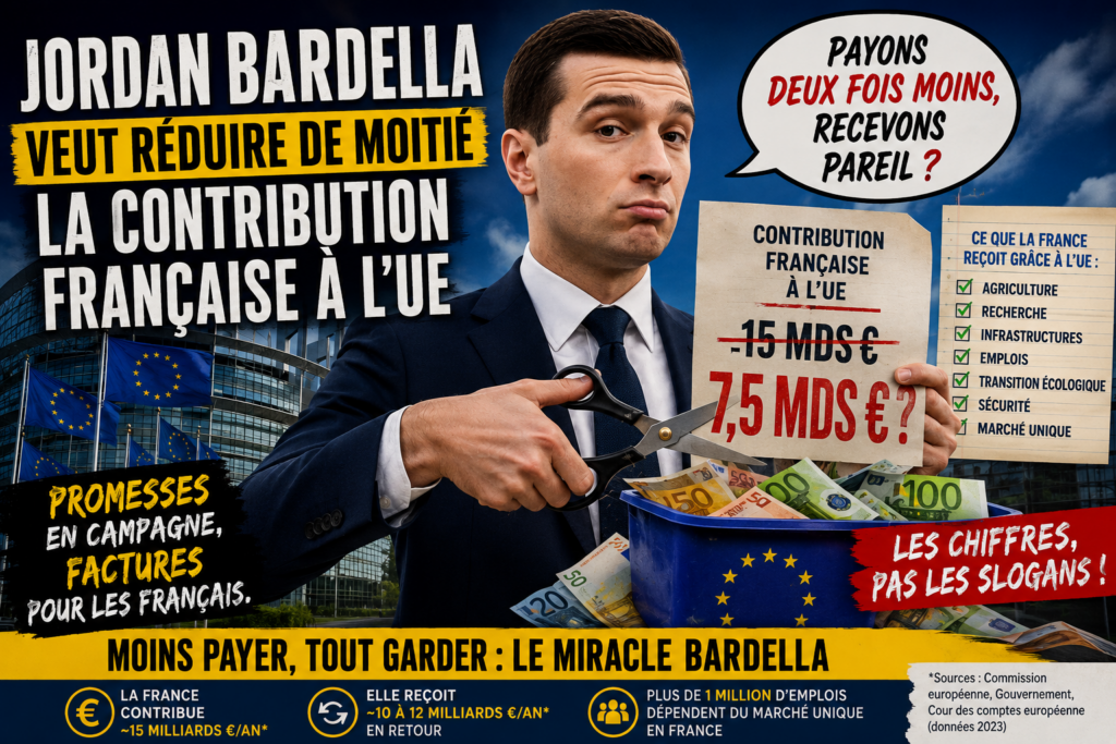 Jordan Bardella découvre le bouton « réduire de moitié » : après les dépenses publiques, voici l’Union européenne