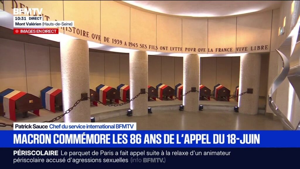 Emmanuel Macron se recueille au Mont Valérien lors de la commémoration du 18 juin.