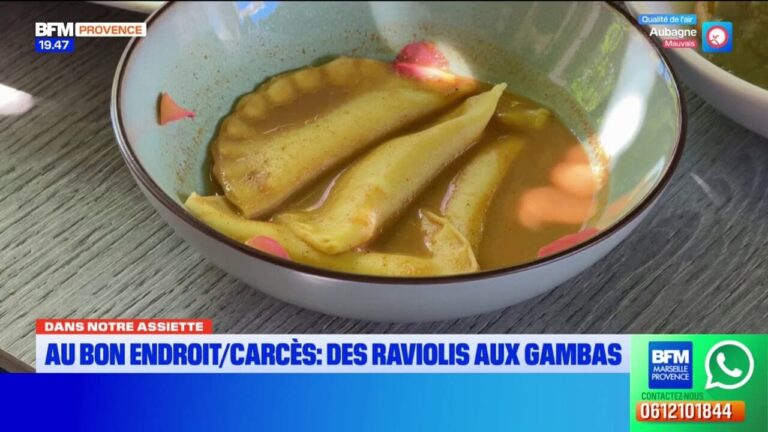 Des raviolis aux gambas proposés par un restaurant à Carcès.