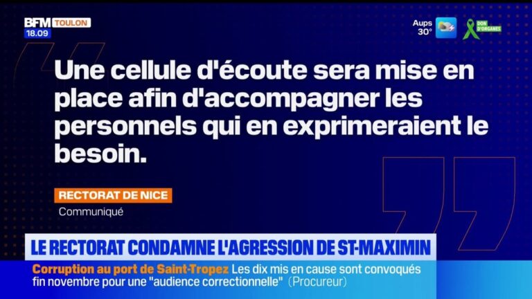Le rectorat condamne l’agression d’une enseignante à Saint-Maximin-la-Sainte-Baume