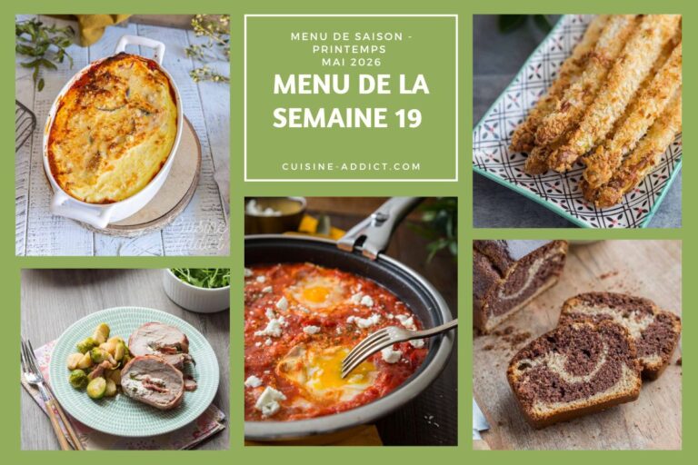 Menu de la semaine 19 : 14 plats et desserts pour la planification des repas.