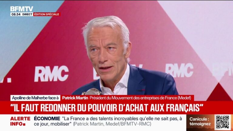 Réchauffement climatique : Patrick Martin (Medef) évoque pertes et créations d’emplois.