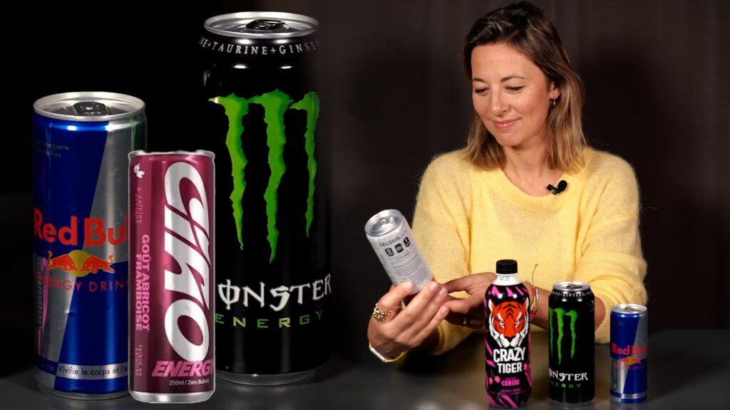 Analyse des ingrédients des boissons énergisantes : Ciao Energy, Red Bull et Monster en question.