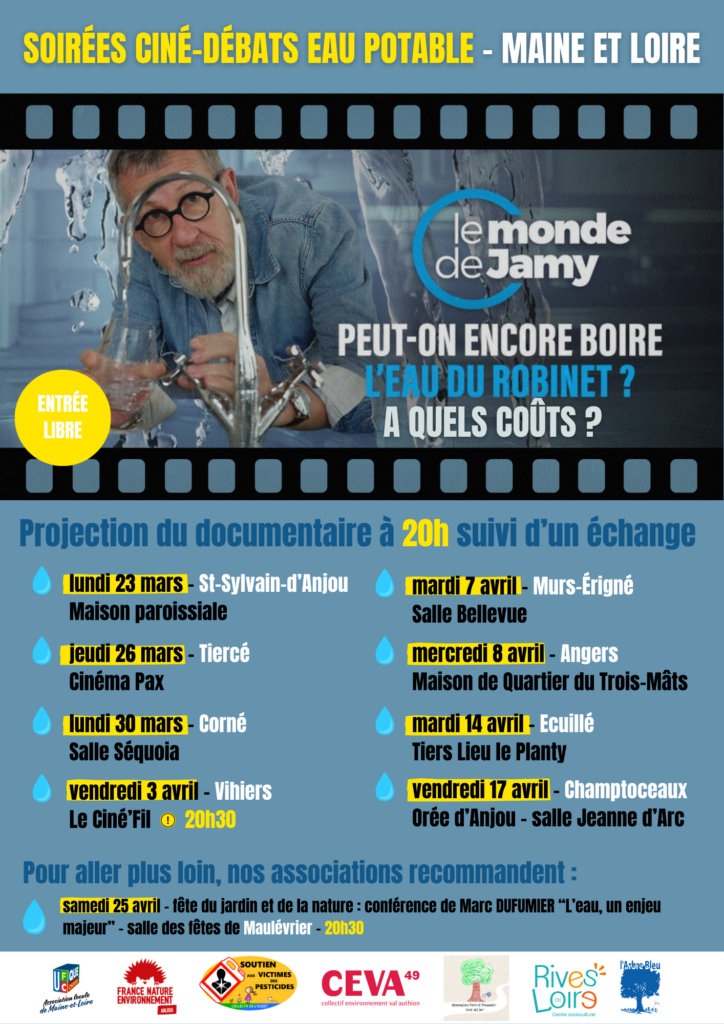 Soirées cinés-débats en Maine-et-Loire sur la qualité de l’eau du robinet et ses enjeux.
