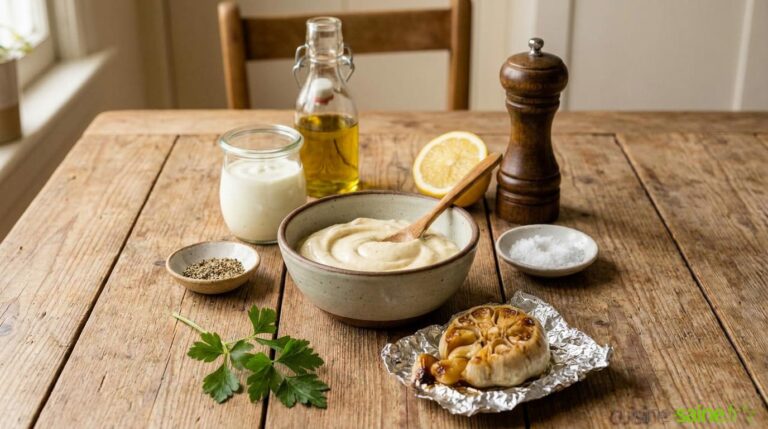 Aïoli léger à l’ail confit : une alternative vegan pour les plats méditerranéens.