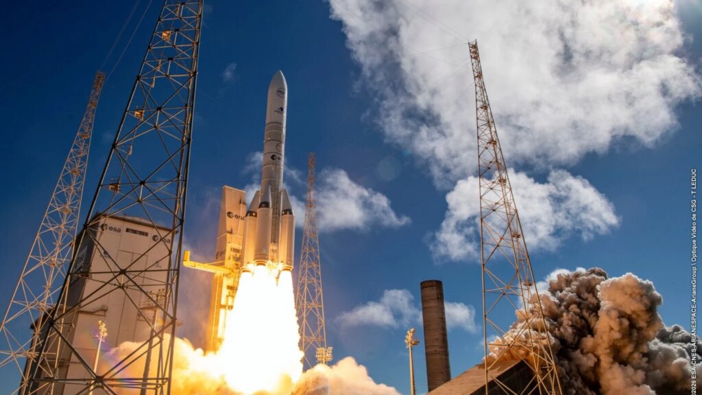 Ariane 6, la fusée européenne, décolle avec une version agrandie pour ce lancement.