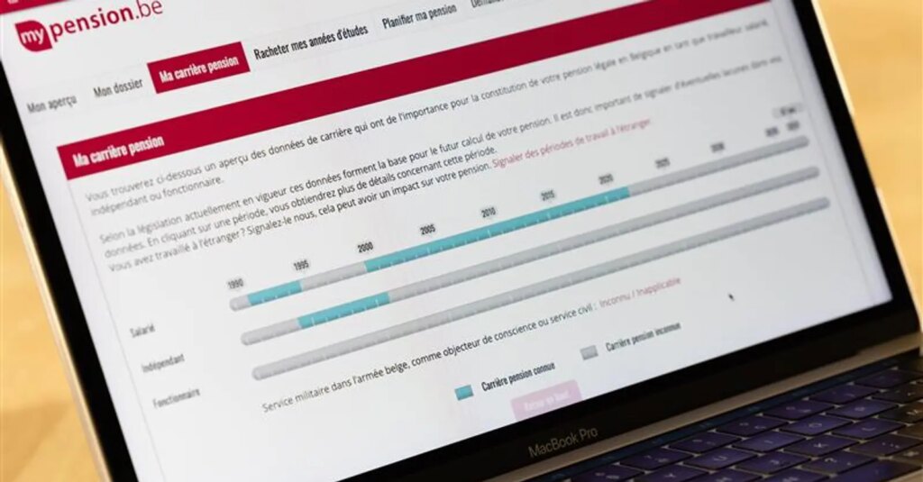 Estimation de la pension en Belgique sans calculs disponibles sur mypension.be.