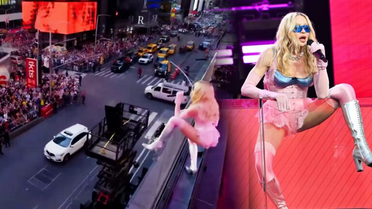 Madonna lance le mois des fiertés à Times Square avec une performance symbolique.