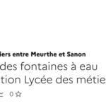 Schéma des fontaines à eau au Lycée des métiers entre Meurthe et Sanon.
