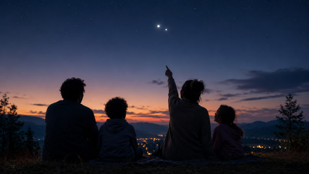 Deux astres brillants apparaissent côte à côte dans le ciel ce soir.