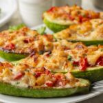 Recette de courgettes farcies au poulet et fromage : un plat équilibré et nutritif.